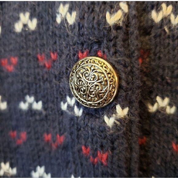 VINTAGE CLASSIC BLUES Nordic Style Button-down Cardigan Sweater Medium - Picture 2 of 5